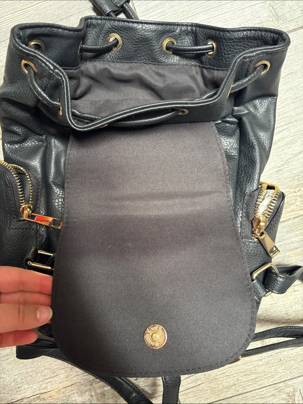 Aldo Black Leather Backpack